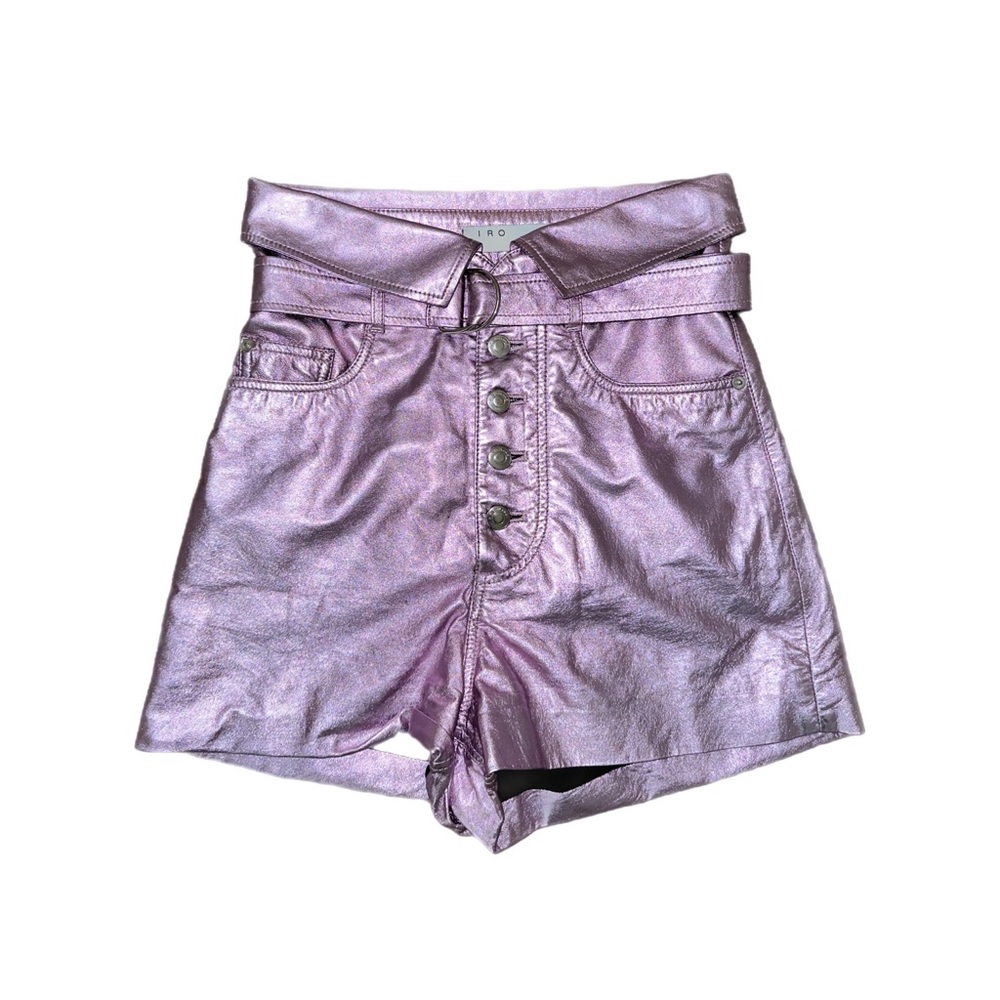 IRO Pink Metallic Lamb Skin Shorts